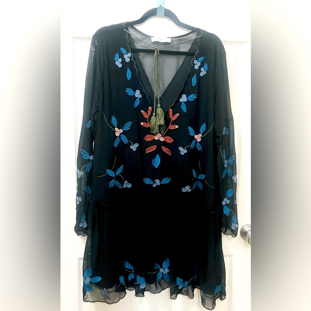 A Beautiful Soul Bohemian Sheer Embroidered Flowy Bottom Dress